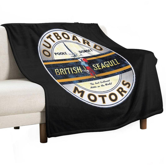 British Seagull Outboard Motors UK Sticker Throw Blanket