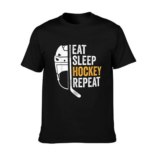Eat Sleep Hockey Repeat Kids Adult Ice Hockey Retro Vintage T-Shirt