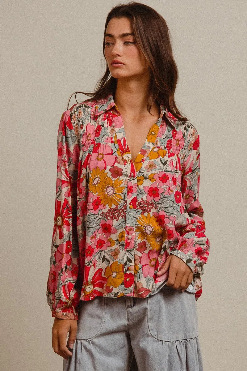 BiBi Woven Floral Printed Shirt Top