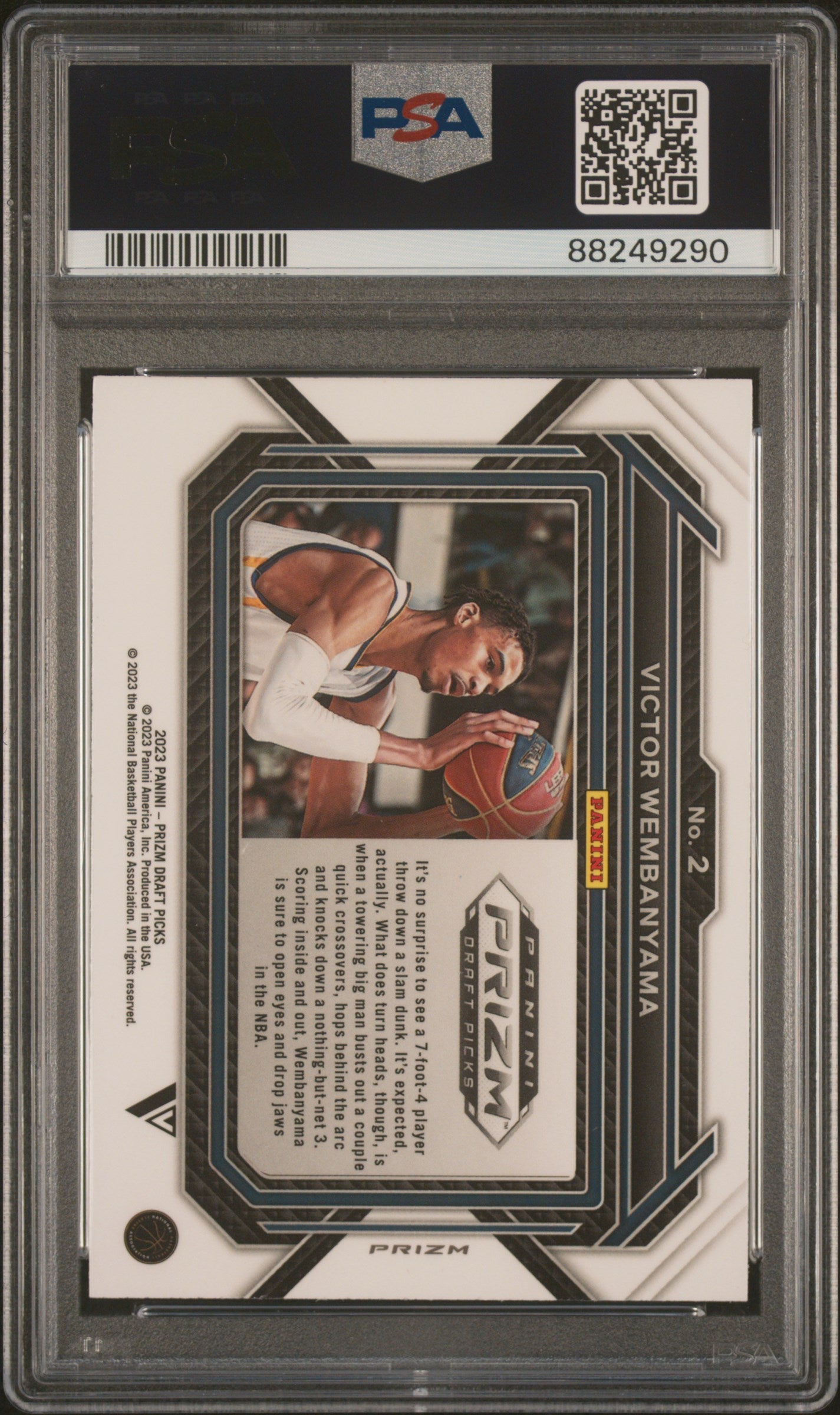 Graded 2023 Panini Prizm Draft Picks Victor Wembanyama #2 Variation Purple Wave Rookie RC Basketball Card PSA 10 Gem Mint