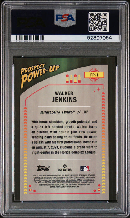 Graded 2024 Topps Bowman Walker Jenkins #PP1 Prospect Power Up Rookie RC Baseball Card PSA 10 Gem Mint