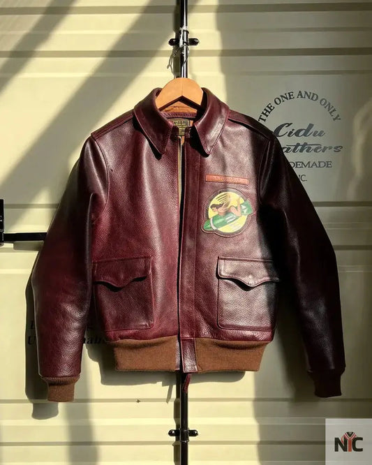 A-2 Aviator Burgundy Bomber Flight Jacket