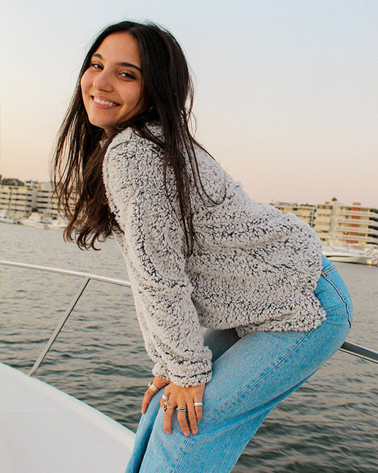 Koloa Sherpa Quarter Zip- Grey Heather