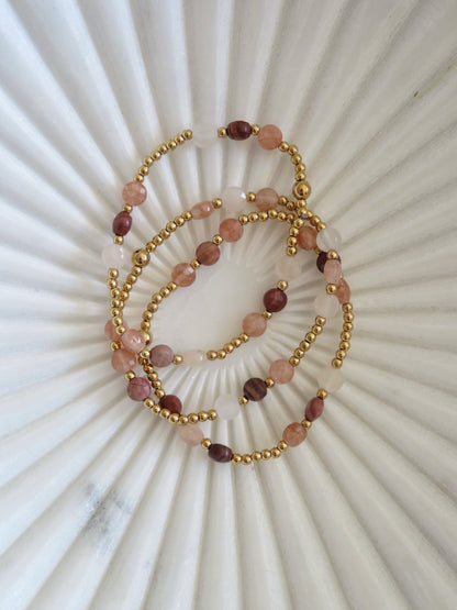 Gold Beaded Elegant Crystal Waterproof Non-Tarnish Bracelets