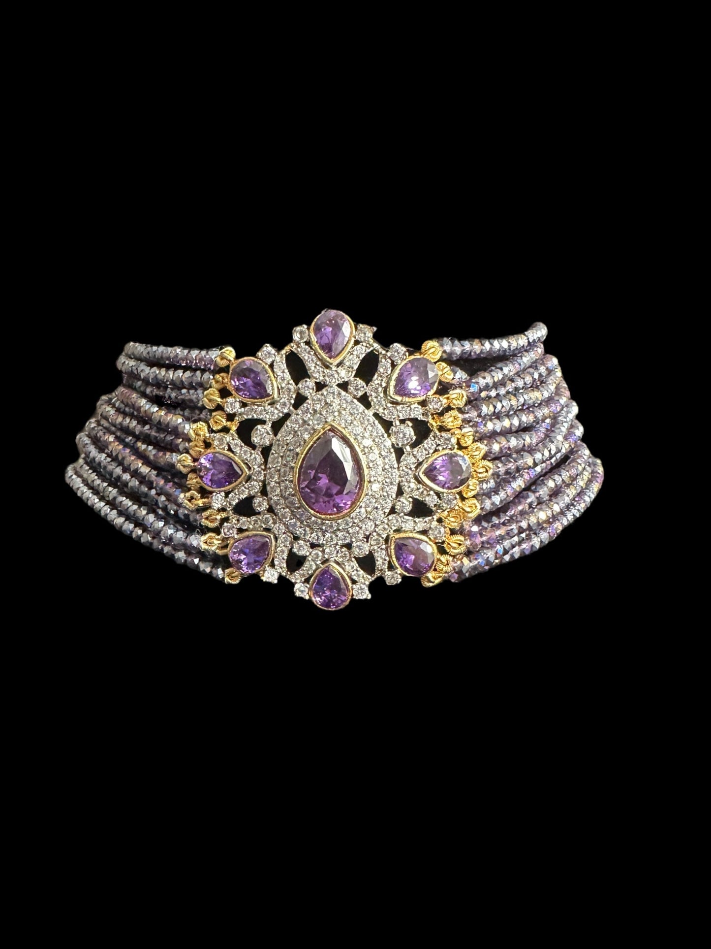 C526 Erin zircon choker in purple ( SHIPS IN 4 WEEKS )