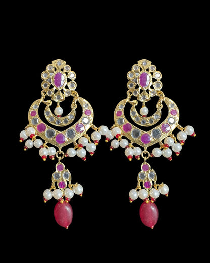 C560 Mahira choker with chandbali and tika in red beads ( READY TO SHIP )