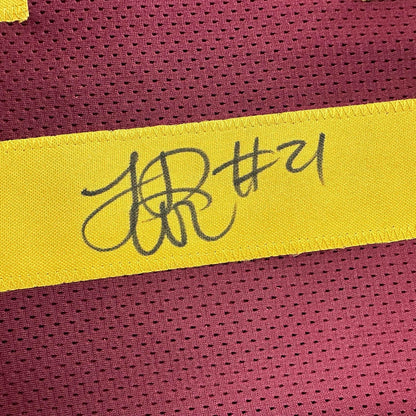 Framed Autographed/Signed LenDale White 35x39 USC Southen Cal Maroon College Football Jersey JSA COA