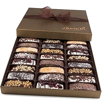 24 Chocolate Biscotti Gift Baskets, Gourmet Cookie Basket for Him and Her Food Delivery, Fancy Cookies Gifts Box Ideas for Girlfriend Boyfriend Wife Husband