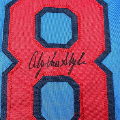 Framed Autographed/Signed Andy Van Slyke 35x39 St. Louis Blue Baseball Jersey JSA COA