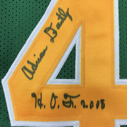 Autographed/Signed Adrian Dantley HOF 2008  Utah Green Basketball Jersey JSA COA
