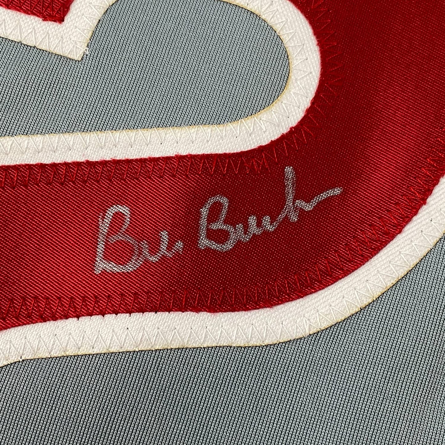 Framed Autographed/Signed Bill Buckner 35x39 Chicago Grey Baseball Jersey JSA COA