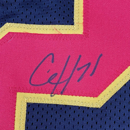 Framed Autographed/Signed Clyde Edwards-Helaire 35x39 Kansas City Black Football Jersey Beckett BAS COA