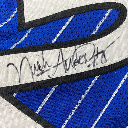Framed Autographed/Signed Nick Anderson 35x39 Orlando Blue Pinstripe Basketball Jersey PSA/DNA COA