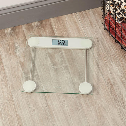 Taylor Digital Bathroom Scale, Highly Accurate Body Weight Scale, Instant On and Off, 400 lb, Sturdy Clear Glass with ChromeFinish Base