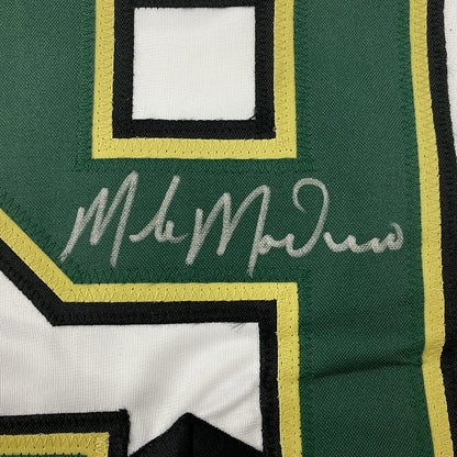Framed Autographed/Signed Mike Modano 35x39 Dallas White Hockey Jersey Beckett BAS COA