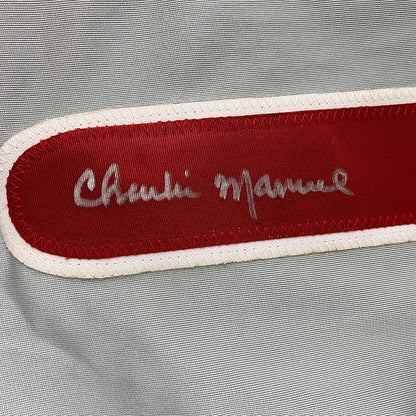 Framed Autographed/Signed Charlie Manuel 35x39 Philadelphia Grey Baseball Jersey PSA/DNA COA