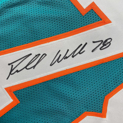 Framed Autographed/Signed Richmond Webb 35x39 Miami Teal Football Jersey JSA COA