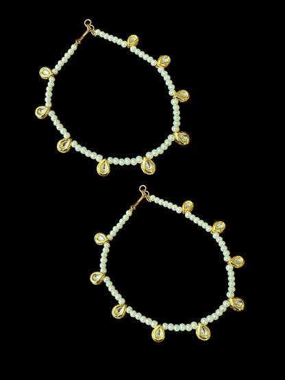 Kundan and pearl anklets ( READY TO SHIP )