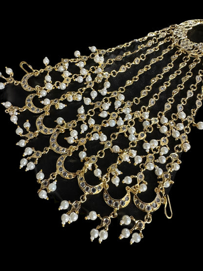 DJHR114 Sidra Hyderabadi Jhoomar Elegant Gold-Plated Bridal Passa | Deccan Jewelry | SHIPS IN 4 WEEKS