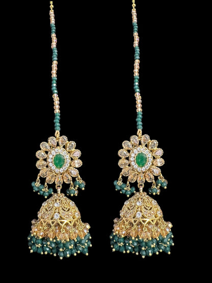 BR496 Faiza bridal set in emerald ,champagne combination  ( SHIPS IN 4 WEEKS )