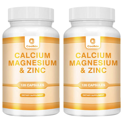 Calcium + Magnesium + Zinc Capsules - Supports Bone Health, Nerve and Muscle Function, Immune Support - 120 Capsules