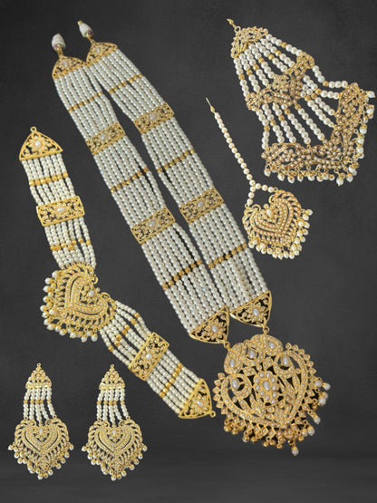 BR479 Insha pearl jadau bridal set in shell pearls ( SHIPS IN 4 WEEKS )