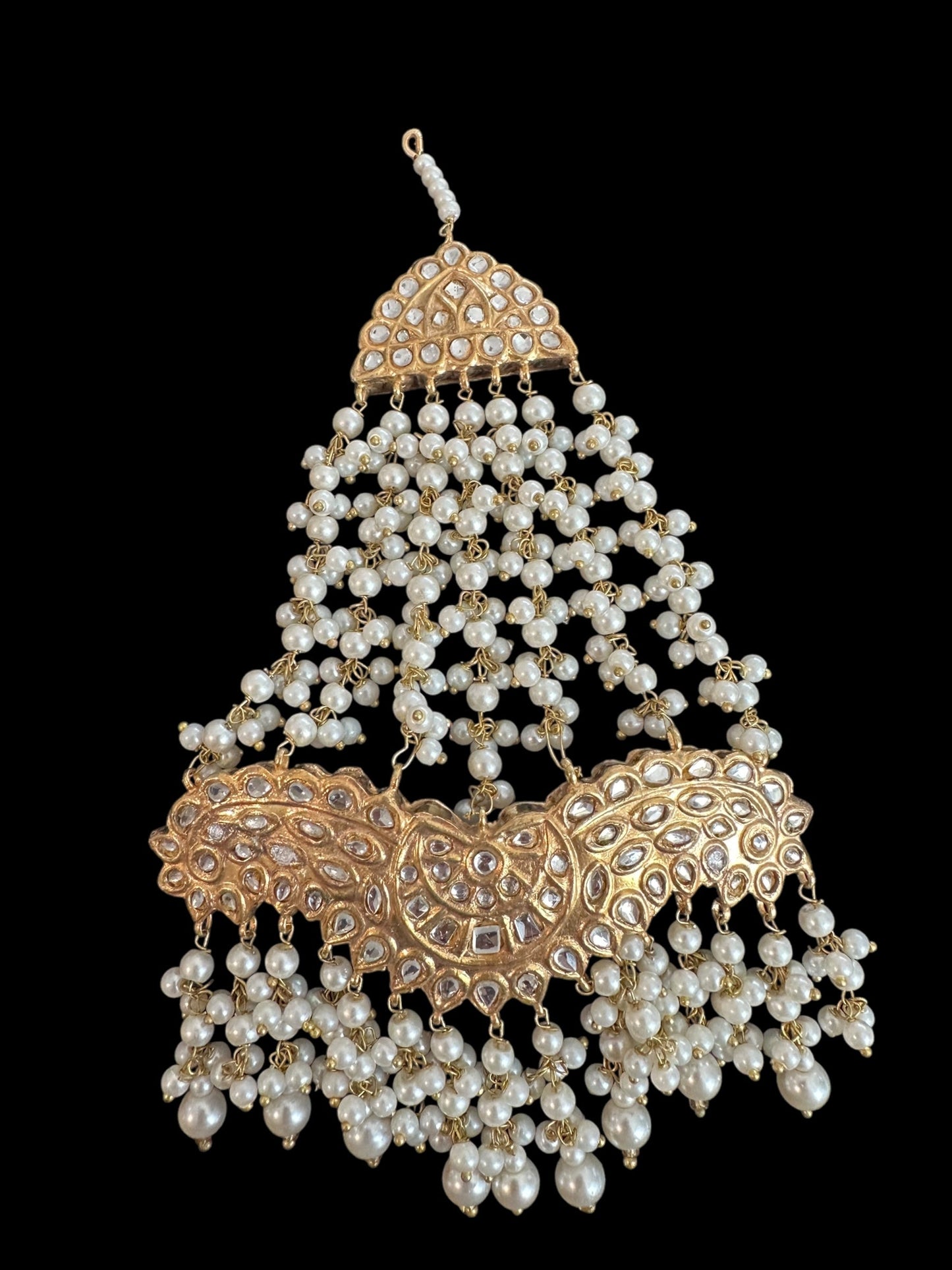 JTK34 kundan jhoomar tika with pearls ( READY TO SHIP )