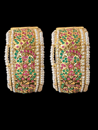 B174 Alea bangles fresh water pearl bangles in ruby emerald (READY TO SHIP  )