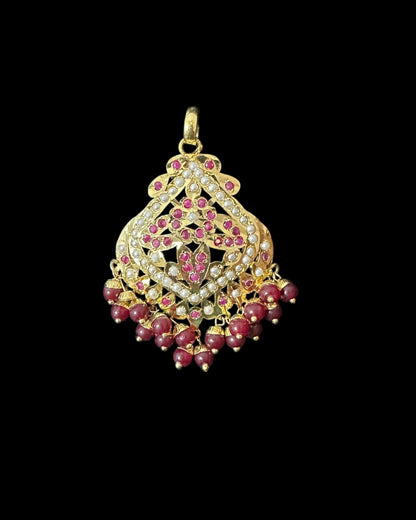 PS547 Ayeza jadau ruby pearl pendant set ( READY TO SHIP )