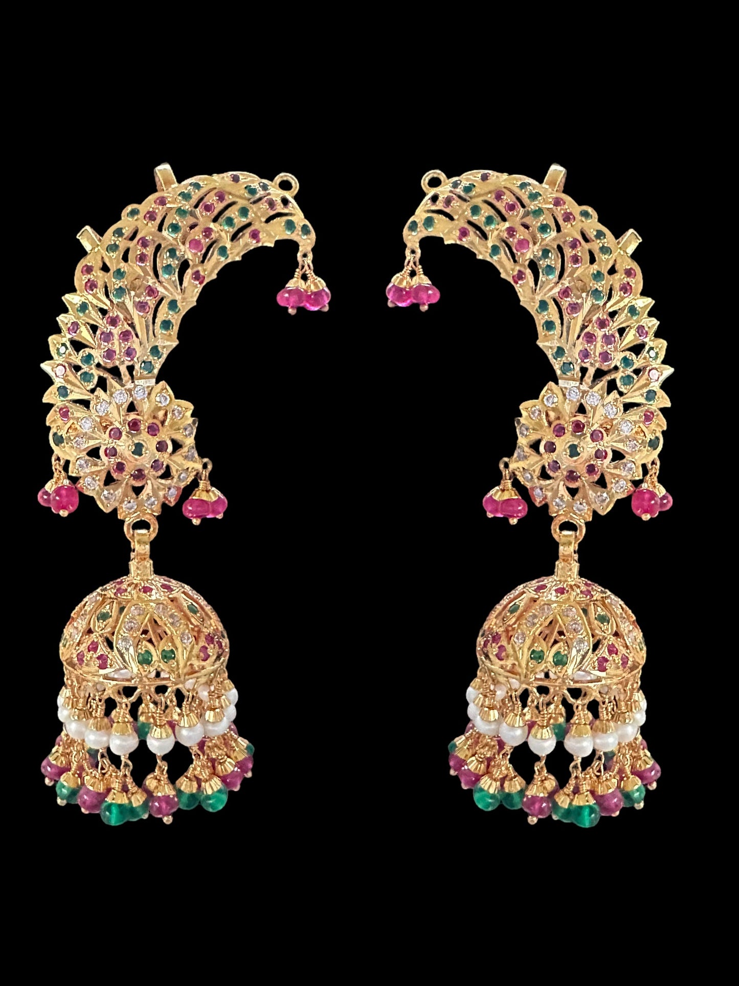 Gold plated silver kaanphool / ear cuffs ( SHIPS IN 5 WEEKS )
