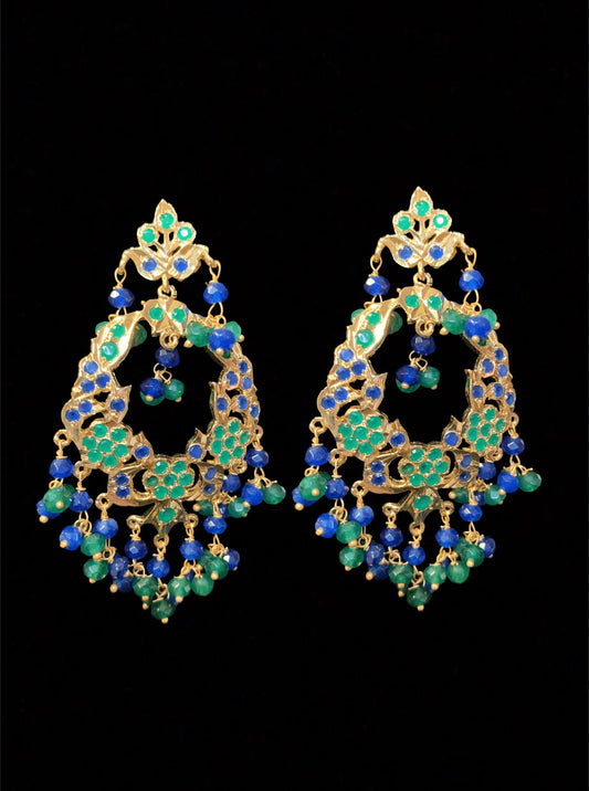 Madhuri earrings DER14 (blue green ) (READY TO SHIP )