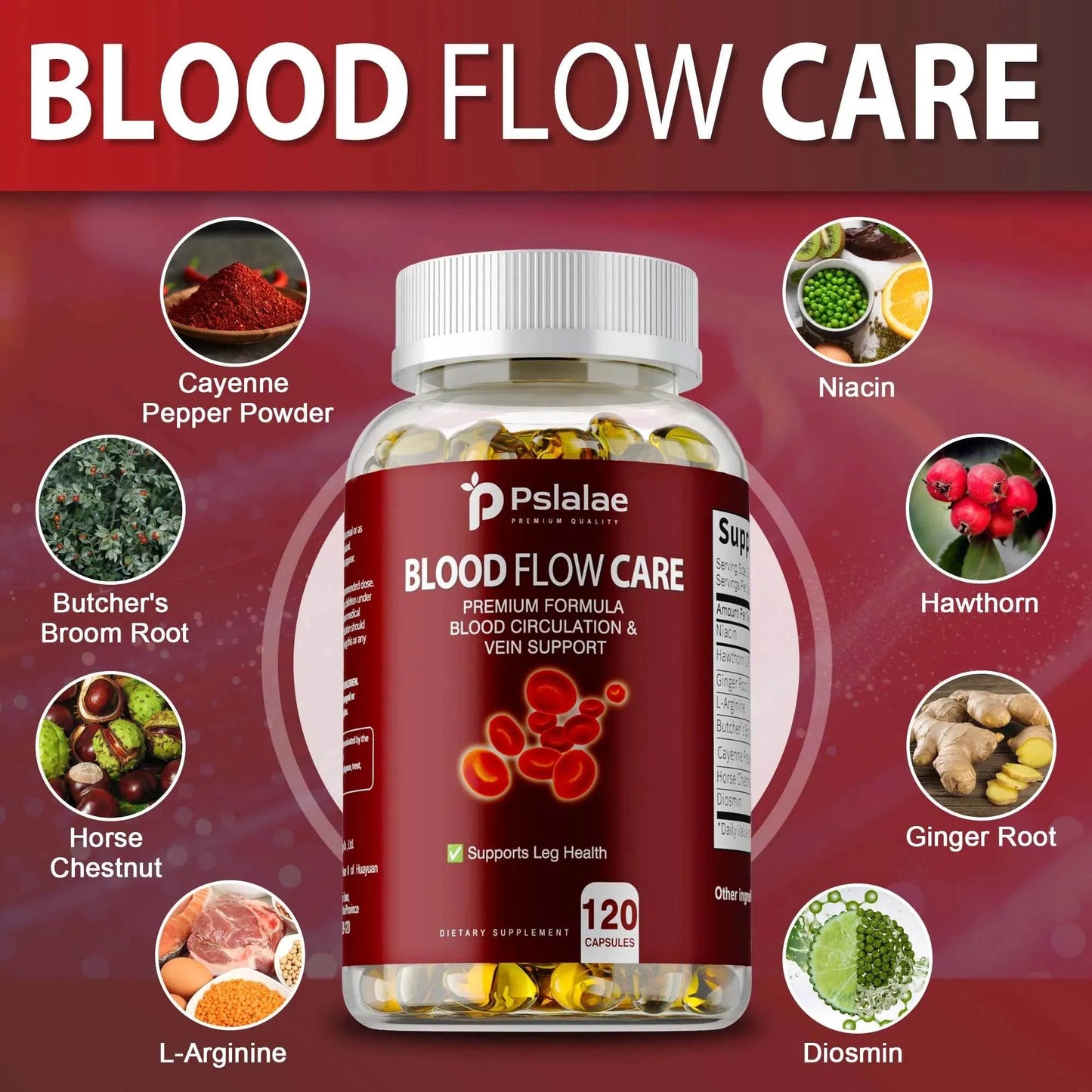 Blood Flow Care - Balance Blood Pressure, Support Heart, Cardiovascular Health, Promote Blood Circulation - 120 Capsules