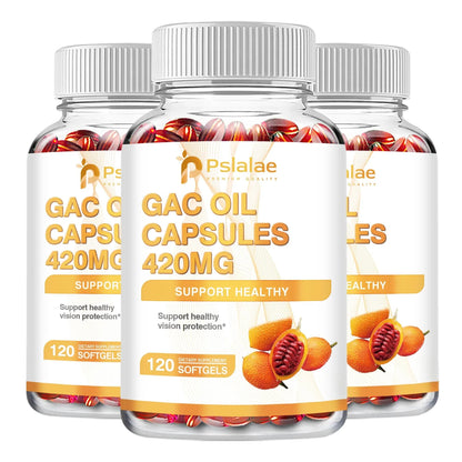 Gac Oil 420mg - Vision Protection, Gastrointestinal Support, Cholesterol Reduction - 120 Capsules