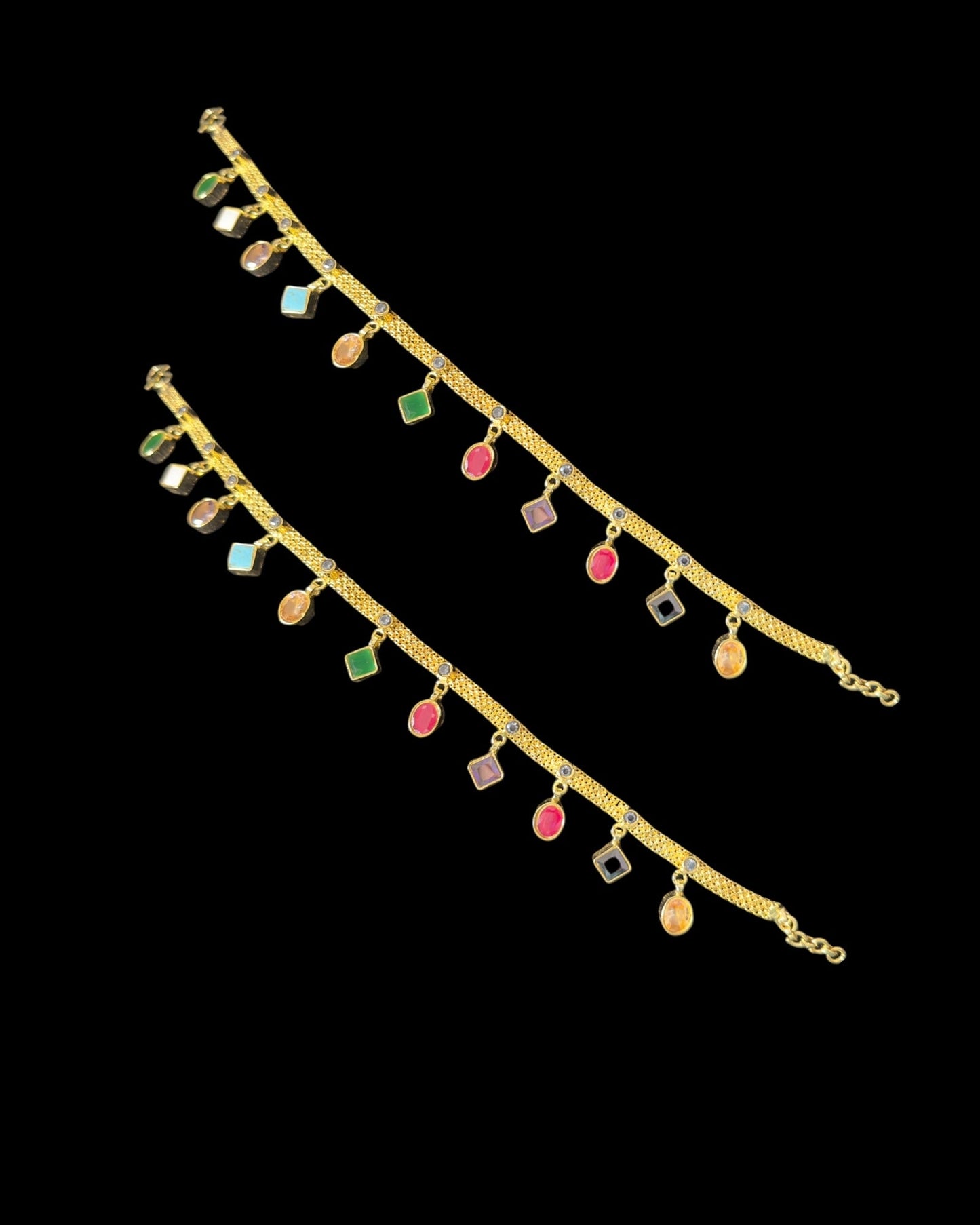 kundan payal in navratan ( READY TO SHIP  )