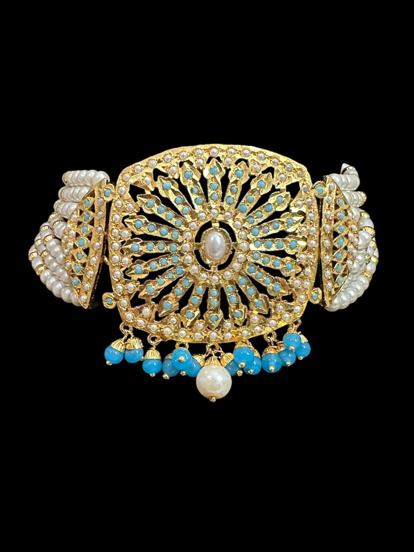 C514 Gold plated jadau choker in turquoise   ( READY TO SHIP  )