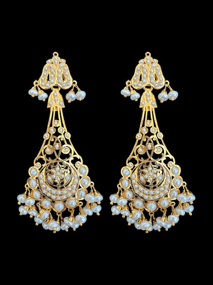 Gold plated silver earrings in fresh water pearls ( READY TO SHIP)