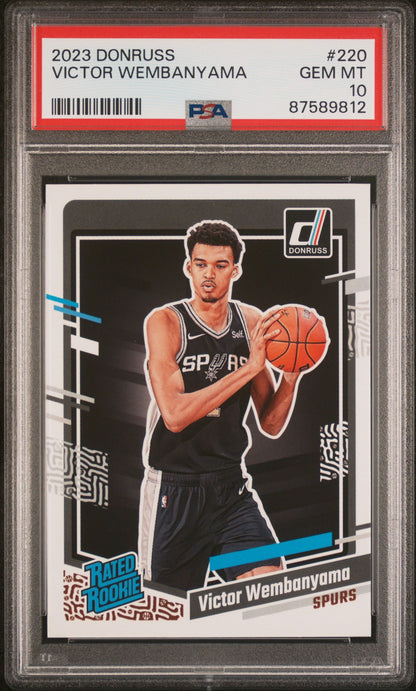 Graded 2023 Panini Donruss Victor Wembanyama #220 Rookie RC Basketball Card PSA 10 Gem Mint