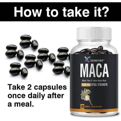 Maca Extract - Enhance Energy Endurance, Improve Athletic Performance, and Relieve Fatigue - 120 Capsules