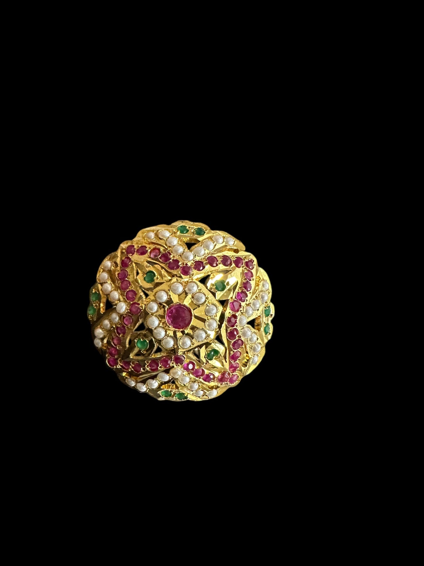 DJR74 Jadau ring-ruby emerald pearl( READY TO SHIP )