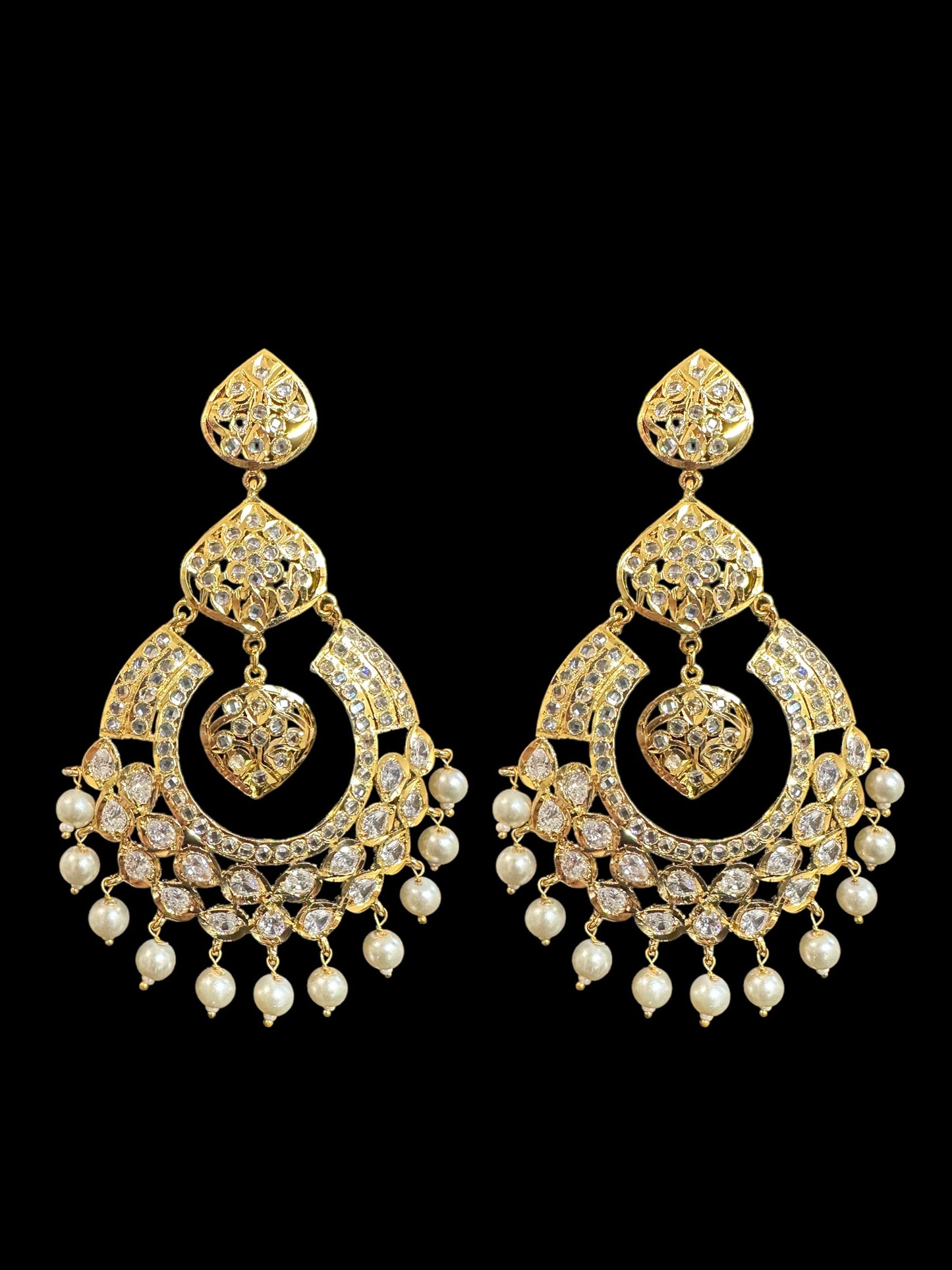 DER559 chandbali earrings in pearls ( SHIPS IN 4 WEEKS )