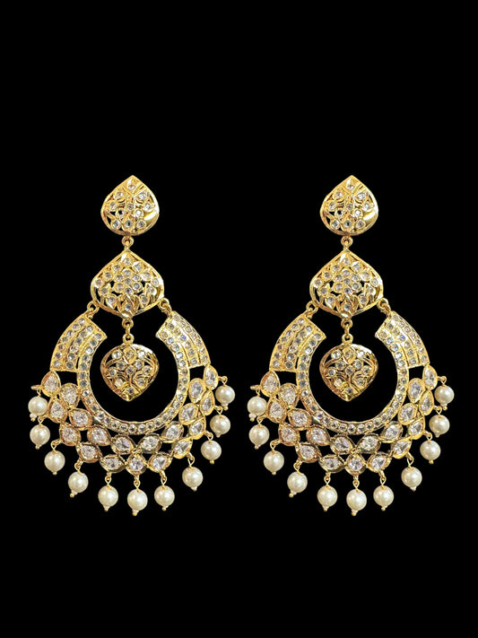 DER559 chandbali earrings in pearls ( SHIPS IN 4 WEEKS )