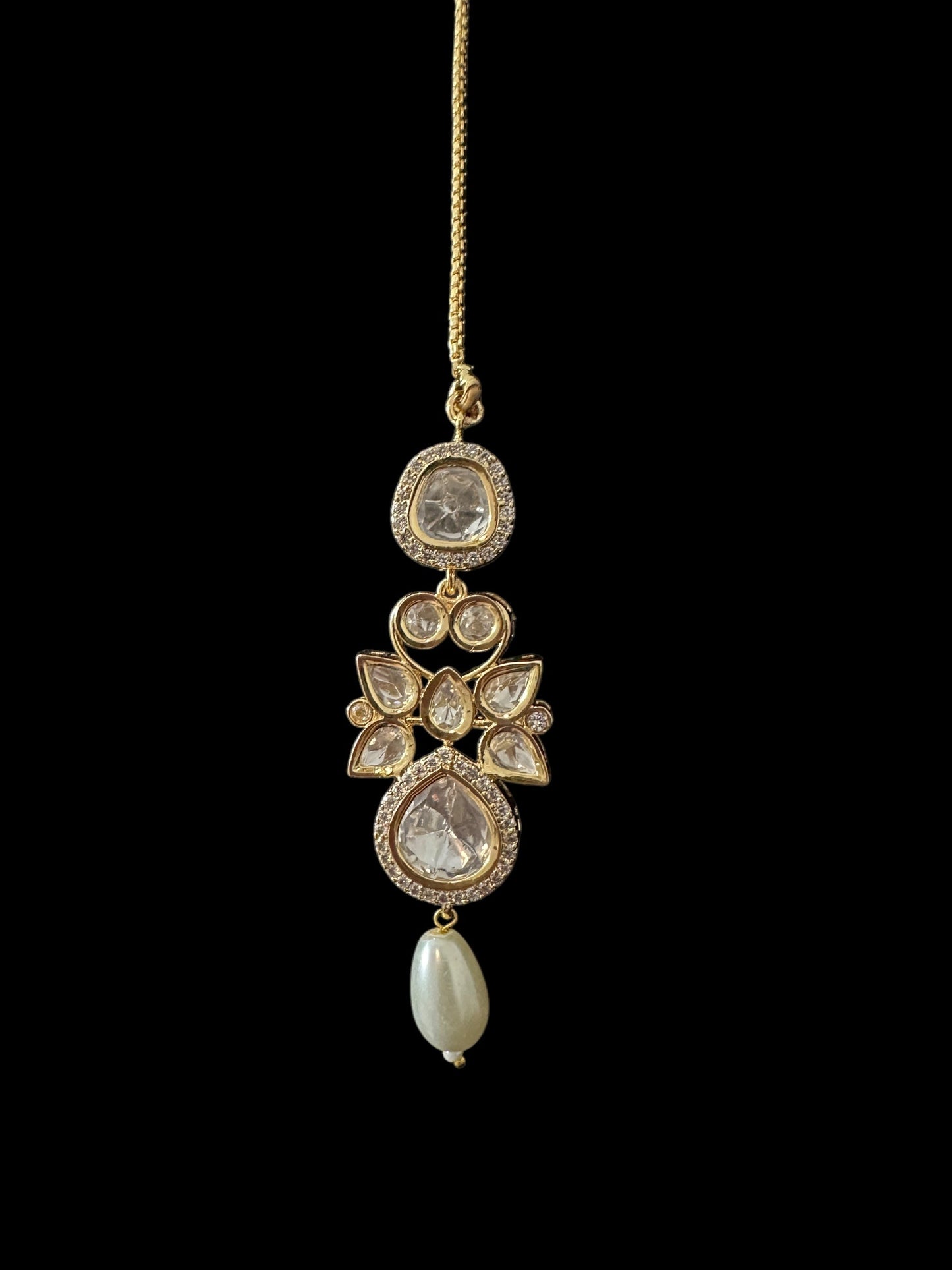 DNS196 Tanu polki necklace set with pearls ( SHIPS IN 4 WEEKS )