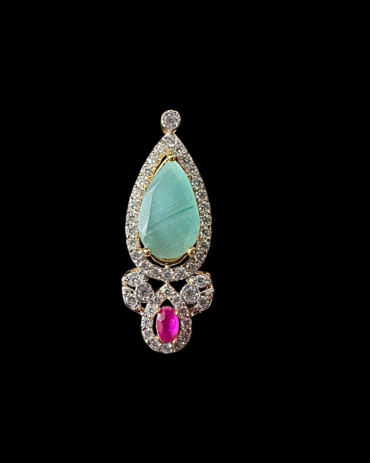 BR461  Anmol necklace set in Mint , rubies and pearls ( READY TO SHIP )