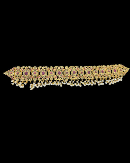C542 Nishat fresh water pearl choker with earrings -RUBY  ( READY TO SHIP )