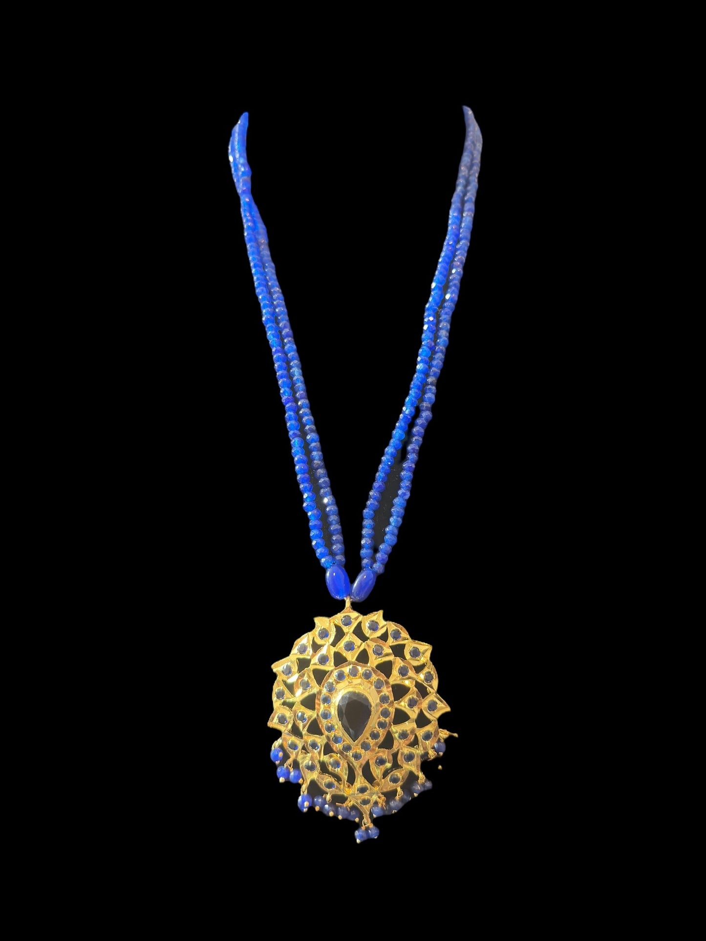 PS505 Elena faux sapphire pendant set ( SHIPS IN 2 WEEKS  )