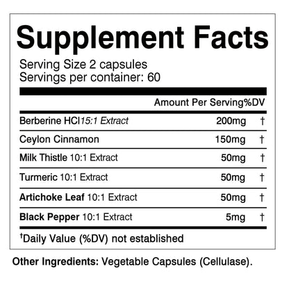 Berberine Supplement - Ceylon Cinnamon, Turmeric - Digestive Health, Antioxidant - 120 Capsules