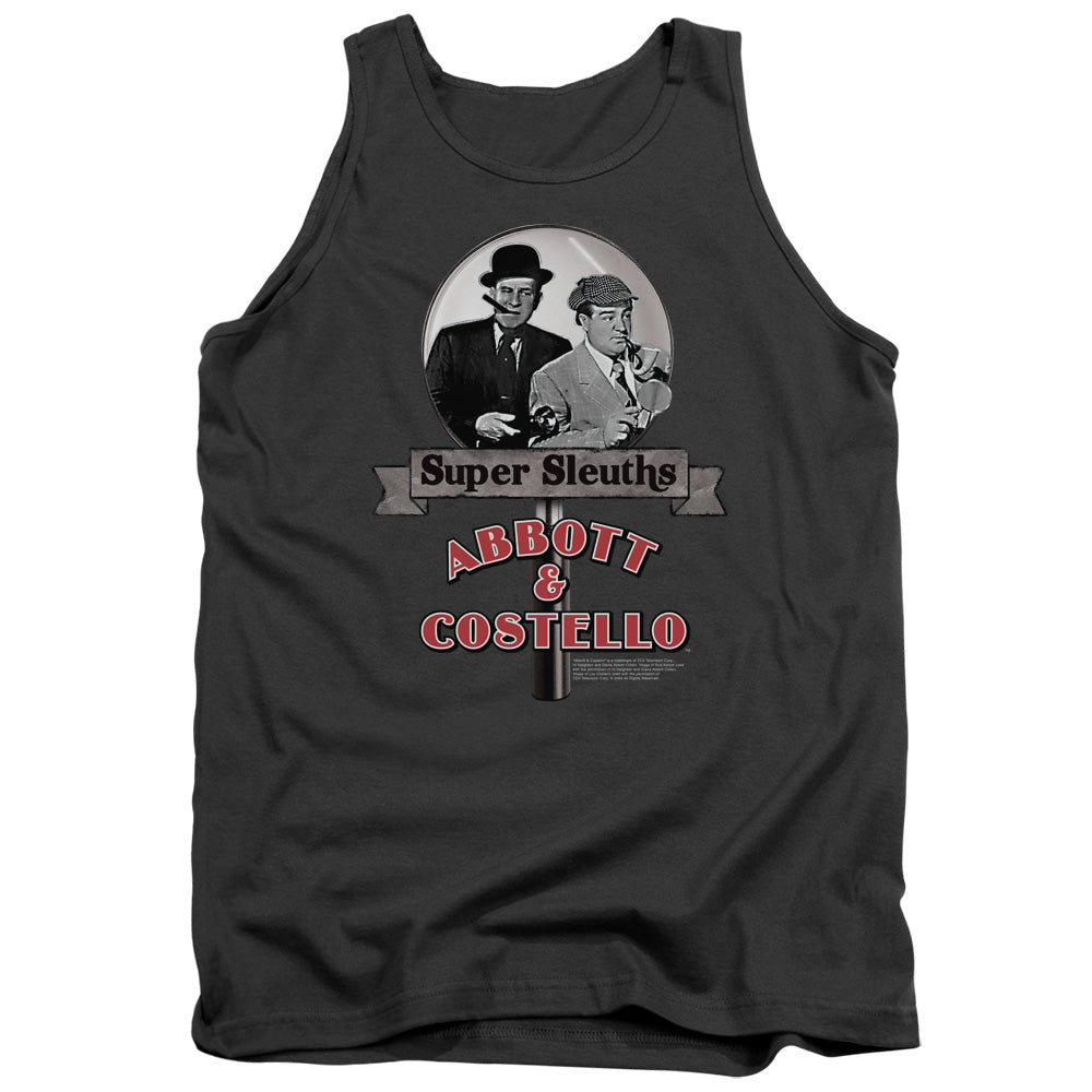 Abbott & Costello Super Sleuths Mens Tank Top Shirt Charcoal Officially Licensed