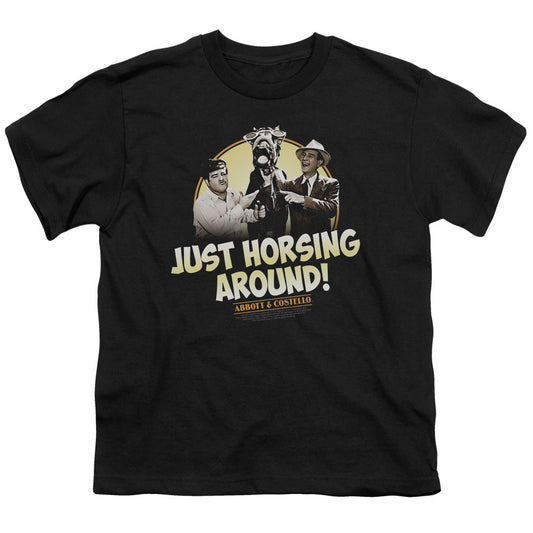 Abbott & Costello Horsing Around Kids Youth T Shirt Black Officially Licensed