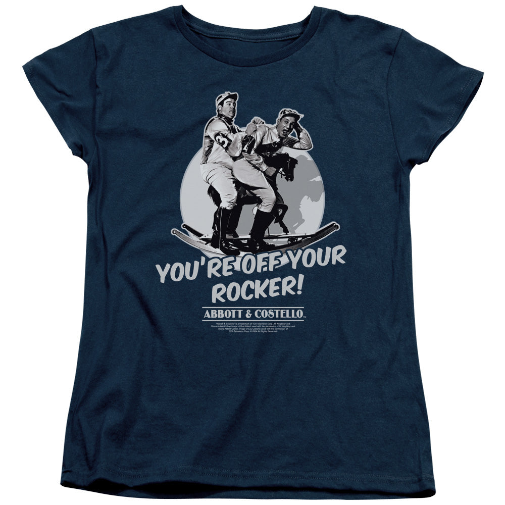 Abbott & Costello Off Your Rocker Womens T Shirt Navy Blue Officially Licensed