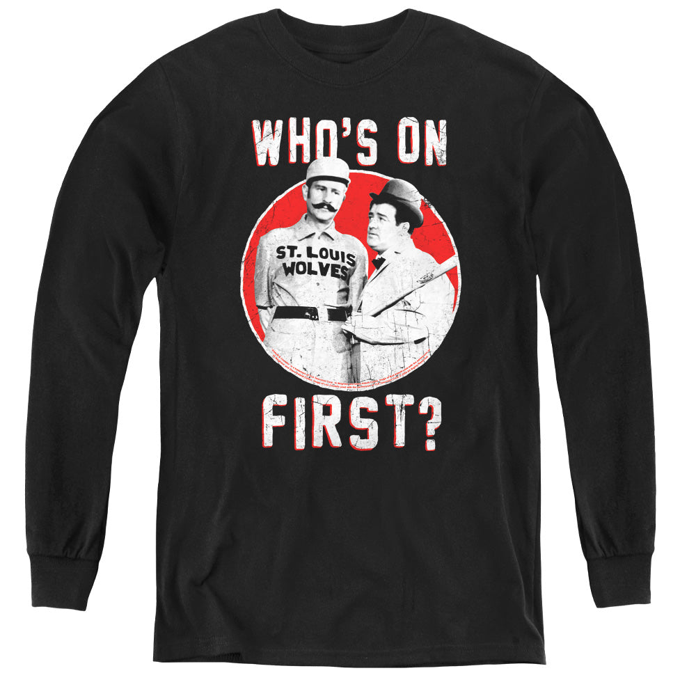 Abbott & Costello First Long Sleeve Kids Youth T Shirt Black Officially Licensed